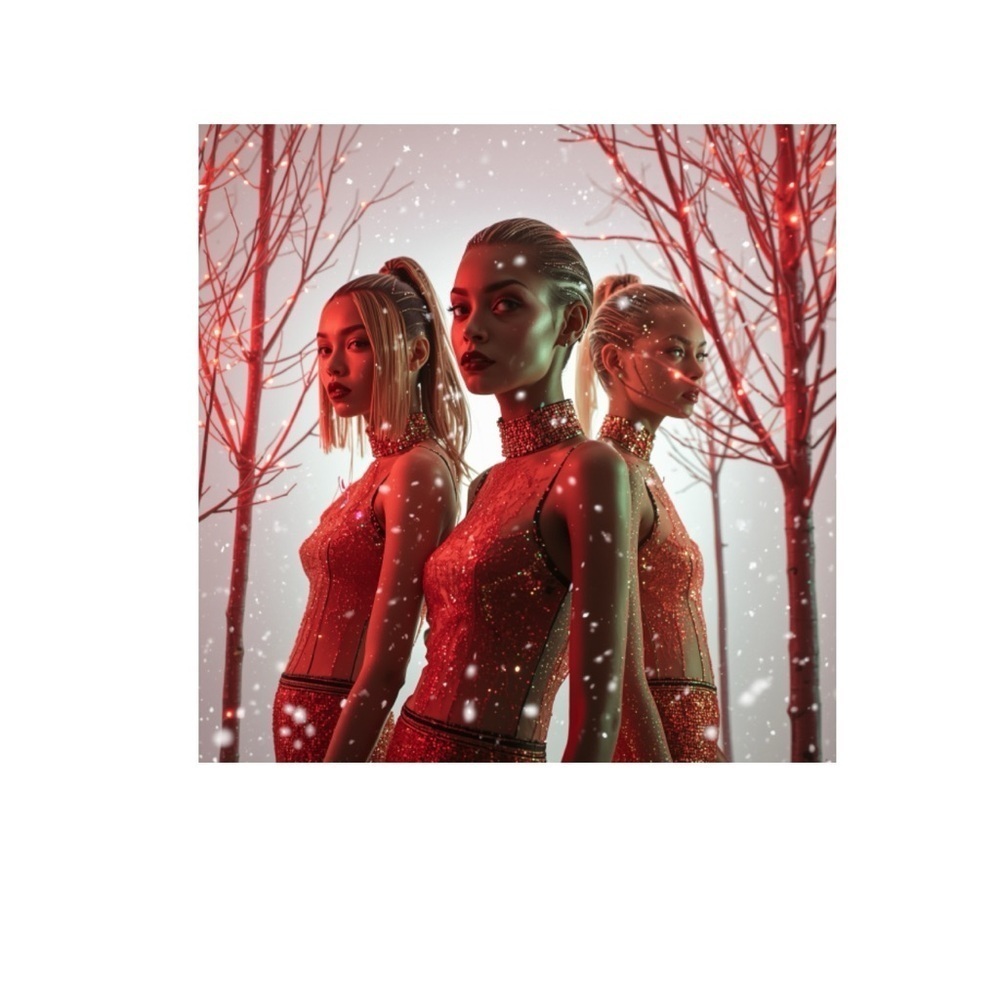 HANDCRAFTED digital art prints with lamination Red Sequins art on models